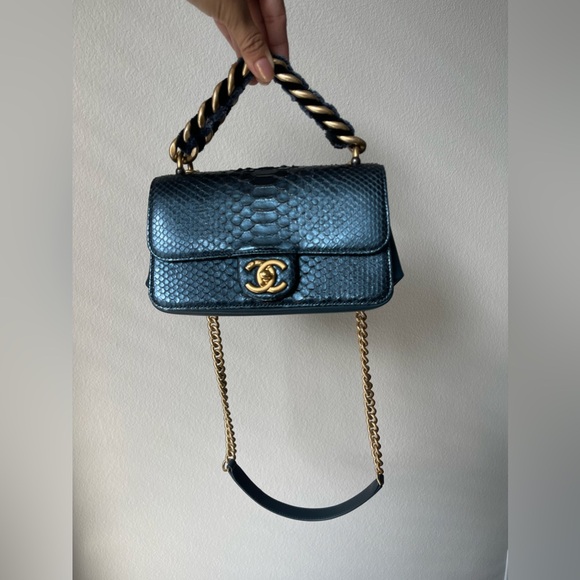 SOLD - CHANEL Python Straight-Lined Flap Bag - Picture 6 of 16